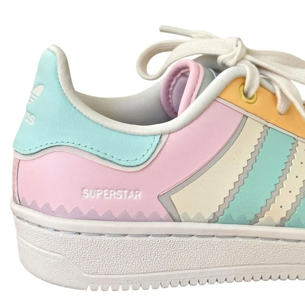 Adidas Originals Superstar OT Tech Pink Mint White Lace Up Sneakers. Size 7. NEW